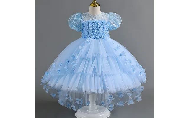 Kid's Clothing New Lace Petal Children's Dress Wedding Dress Princess Dress Little Girl Tail Dress Kids Dress
