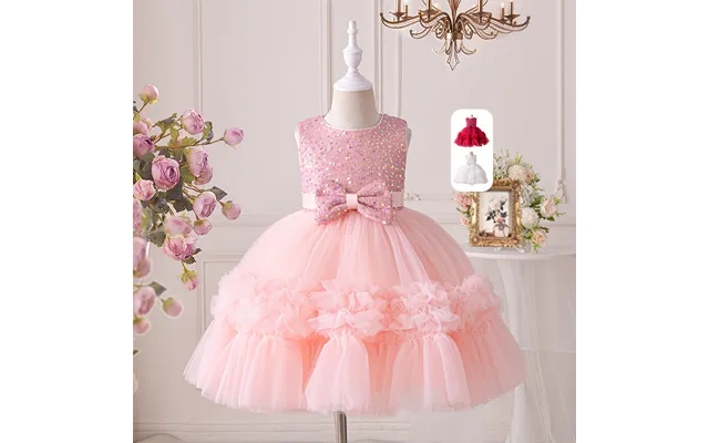 Kid's Clothing Summer New Bow Princess Dress Baby Bridesmaid Dress Skirt Sequins Fluffy Mesh Girl Dress