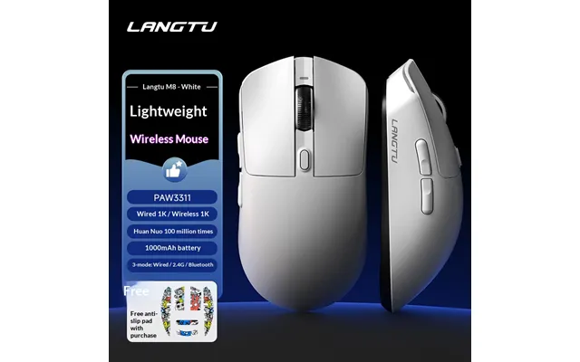 Langtu M8 Kabellose Gaming-maus Dreifachmodus Bluetooth 5.0 2,4 Ghz Usb - Ergonomisches Design Fürs Büro