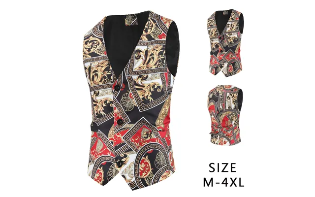 Large Quantity In Stock Foreign Trade New Men's Fashion Suit Vest Printed Casual Vest Mj411 M-4xl