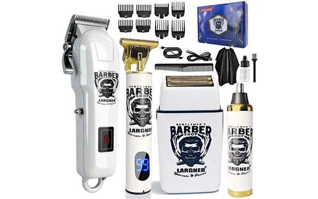 Largner T9 Men's White Hair Clipper & Shaver Kit - Cordless Electric Beard Trimmer Grooming Set