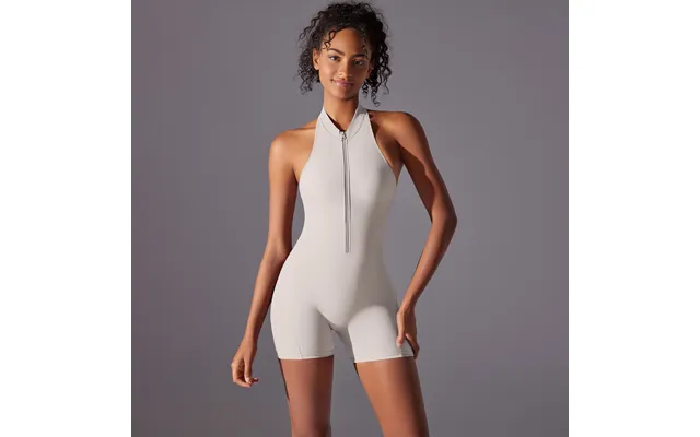Lazyzoom High-intensity Sports Backless Yoga Suit Quick-dry Wrinkled Butt-lifting Tight-fitting One-piece Zipper Naked F