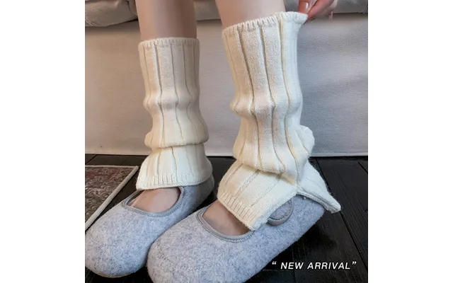 Leg Warmers Bootshang Cotton Socks For Women Flared Solid Color Pile Socks Retro Vertical Striped Split Knitted Warm Cal
