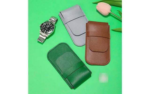 Linnar Pu Leather Watch Storage Case - Scratch-resistant Travel Jewelry Organizer With Flip Cover 7x13cm, Grey Green Bro