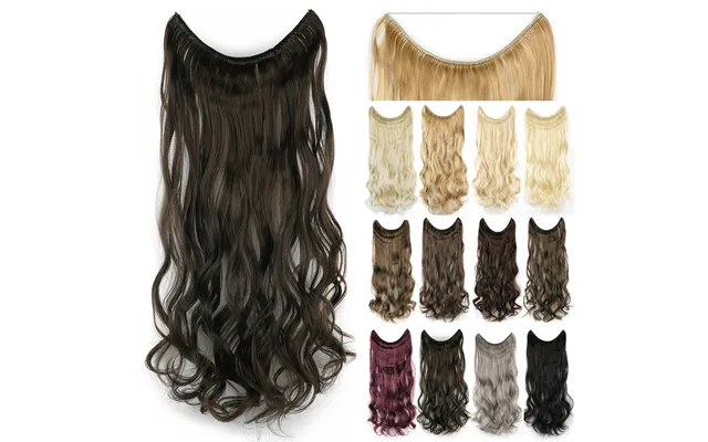 Long Brown Synthetic Hairpieces Fish Line Fusion Invisible Wavy Hair Extensions Cabello Perruque Femme