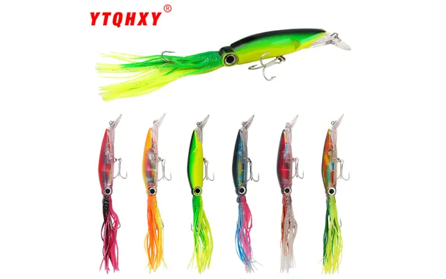 Lure Bait Long Distance Casting Colorful Simulation Squid Bait 23cm 38g With Beard Sea Fishing Bait Fishing Gear