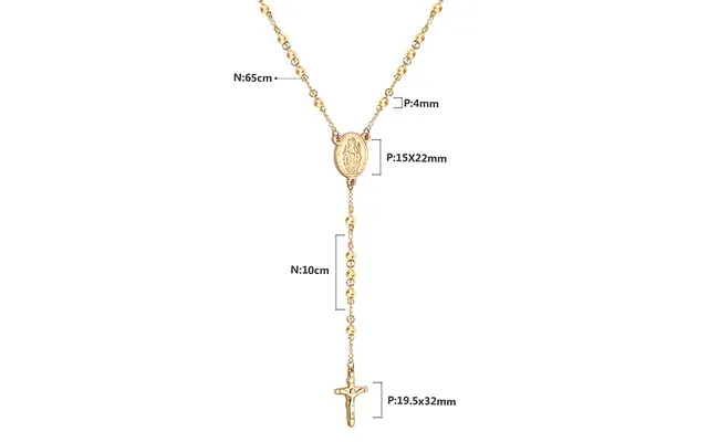 Luxusteel Perlen Jesus Kreuz Lange Halskette Für Frauen Männer Edelstahl Rosenkranz Christlich Katholisch Religiös