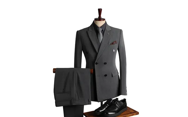 Man's Clothing Double Row Suit Men's Formal Wear Business Casual Fashion Slim-fit Plus Size Banquet Wedding Small Suit M