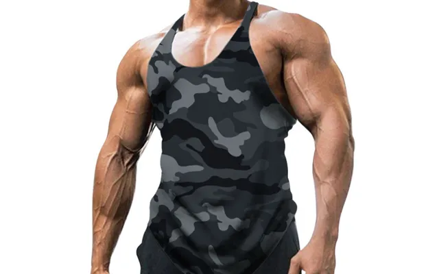 Man's Clothing Men's Solid Color U-collar Sleeveless Camouflage Sports Gym Plus Size Sports Skinny Vest Men