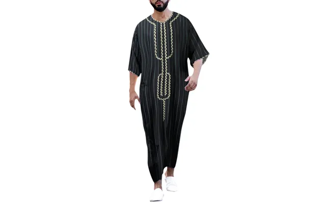 Man's Clothing Muslim Toga Men's Ethnic Loose Casual V-neck Mid-sleeve Jumpsuit