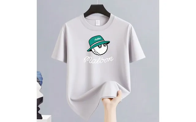 Men's European Size Pure Cotton T-shirt Loose Fit Printed Sporty Crew Neck Breathable Short Sleeve Active Wear