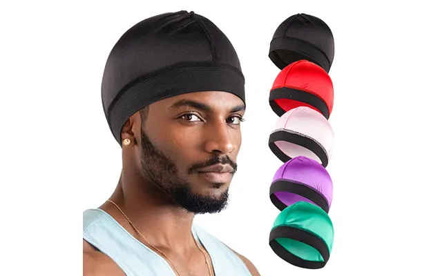Men's Headwrap Silk Breathable Base Wig Cap Wide Brim Elastic Satin Wave Cap Outdoor Leisure Wave Cap