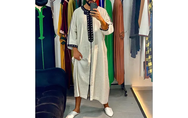 Men's Moslem New Ethnic Style Men's Long Embroidered Leisure Muslim Robe 1221970