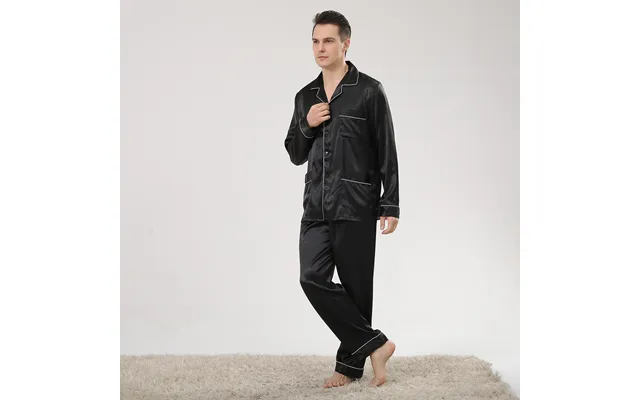 Men's Printed Silk Pajamas Long-sleeved Large-size Home Clothes Suit Ice Silk Summer Pajamas Men
