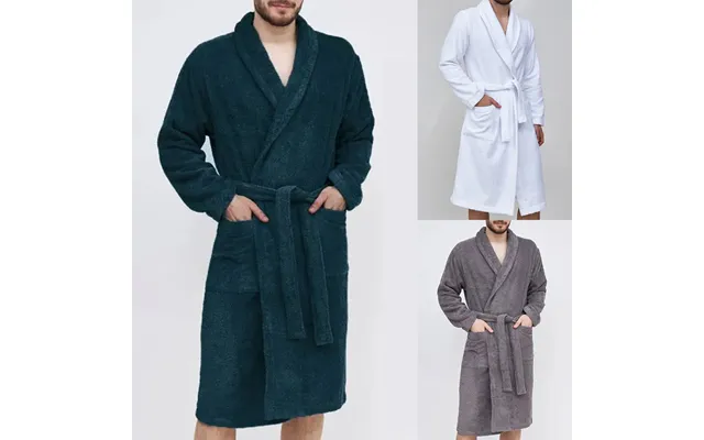 Men's Solid Color Long Lapel Bathrobe Home Loungewear With Pockets Tie Up Sleeping Robe