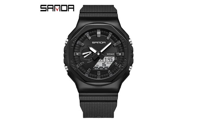 Men's Sporty Digital Analog Watch With Led Backlight - 5 Alarms
