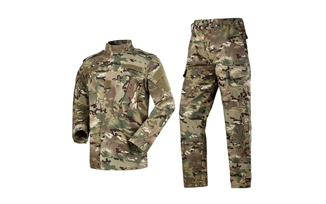 Men's Tactical Jacket And Pants Camo Hunting Acu Uniform 2pc Set Apparel Suit
