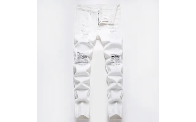 Mother Kids Boys Pure White Straight Leg Ripped Mid Waist Washed Cotton Casual Pants