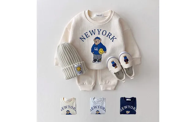 Mother & Kids Ins Children's Clothing Boys And Girls Baby Clothes Cartoon Bear Sweater Casual Pants Loose Sports Suit