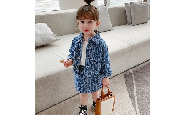 Mother&kids Children's Dress Girls' Suit Children's Little Girl Denim Jacket And Skirt Two-piece Set