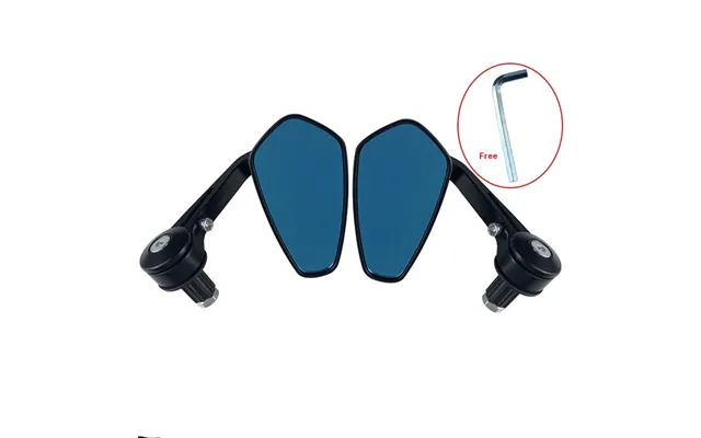 Motorcycle Electric Vehicle Folding Handlebar End Cap Reflective Rearview Rotatable Blue Mirror