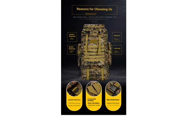 Multifunctional Waterproof Backpack Hiking Outdoor Bag Camping Hiking Bag Large Capacity Travel Backpack Camouflage Bag 