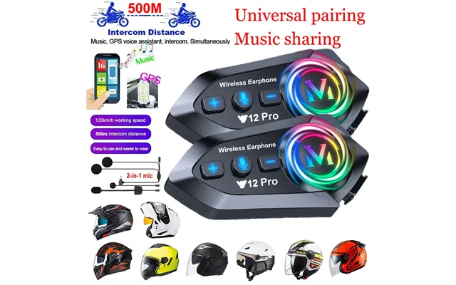 Music Interphone Dual Bluetooth 5.4 Motorcycle Helmet Intercom Headset Waterproof 500m Intercomunicador Speaker Earphone