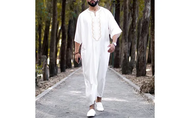 Muslim Abaya Loose Casual V-neck Mid-sleeve Onesie