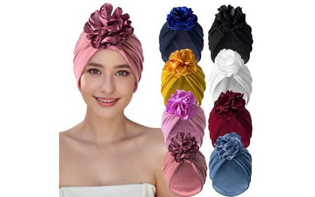 Muslim Hat Flower Bandana Fashion Head Cover Decoration Solid Color Hat Elastic Bun Hat Women All Match