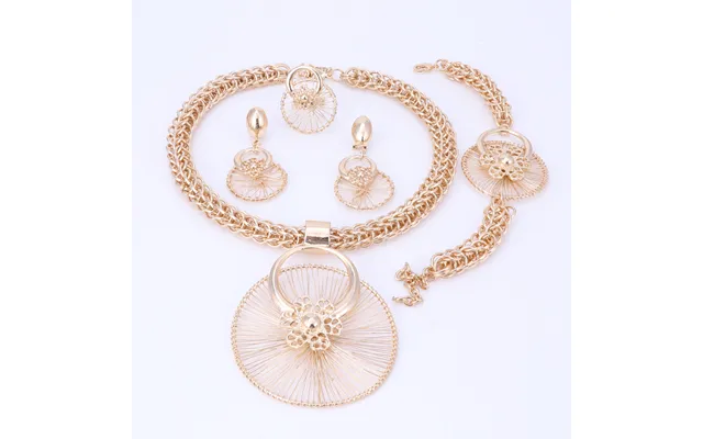 Necklace Earrings Bracelet Ring Flower Designed Jewelry Sets For Women Wedding Bridal Party Accessories