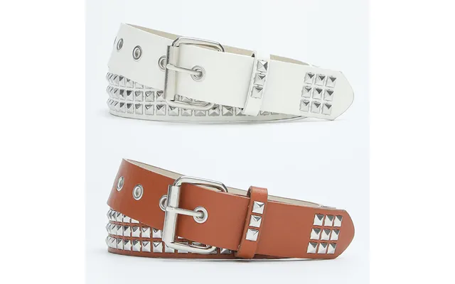 New European And American Punk Men's Metal Pyramid Square Bead Rivet Decoration Chicken Eye Buckle Hollow Belt For Women