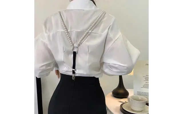 New Pearl Chain Fashion Versatile Elastic Elastic Strap Clip Chain Korean High Appearance Elastic Strap