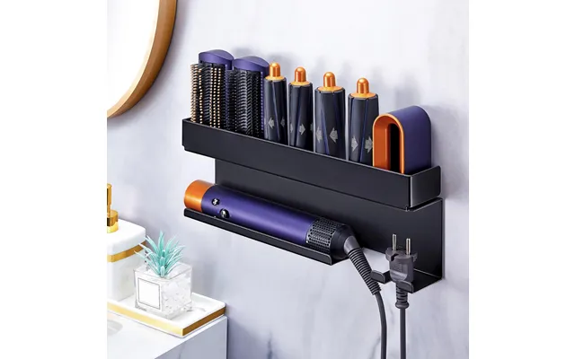 No-drill Curling Iron Storage Multi-functional Styling Tool Wall-mounted Hair Dryer Holder Integrated Rack