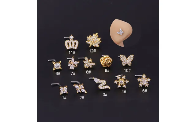 Nose Rings & Studs Fashion Crown Flower 316l Stainless Steel Copper Plating