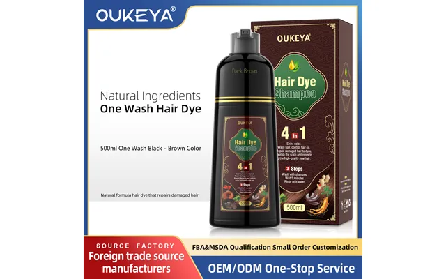 Oukeya Natural Hair Dye Shampoo For Gray Coverage - 4 In 1 Coloring, Conditioning & Strengthening Formula With Long-last