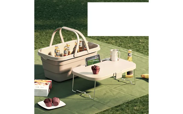 Outdoor Picnic Basket Large Capacity Hand Basket Folding Box Folding Storage Box Spring Picnic Basket Small Table