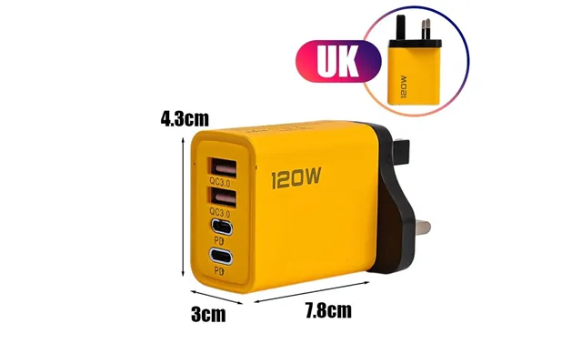Pd 120w Qc3.0 Wandladegerät Mit Kabel Netzteil Für Us- - Eu- Und Uk-usb-typ-c-handys Universelles Reise-schnellladeset 4