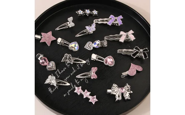 Pink Love Star Rhinestone Hairpin Sweet Cool Girl Style Metal Y2k Bangs Side Clip New Style Hairpin Hair Accessories