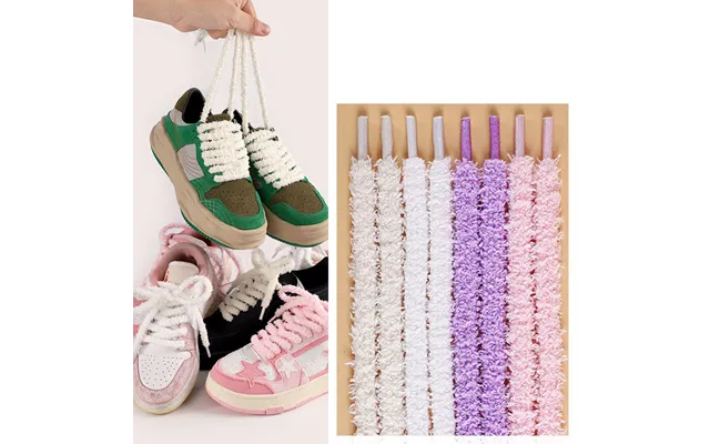 Plush Shoelaces One Canvas Shoes White Beige Bold Round Retro Shoelaces A Pair