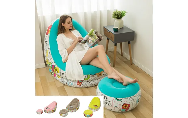 Pool & Accessories Inflatable Lounge Sofa Set With Ottoman Pastel Color Bean Bag Chair For Indoor Outdoor