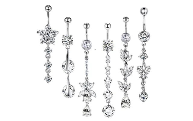 Popular Navel Ring Suit Navel Ring Body Piercing Jewelry Piercing Belly 6-piece Set