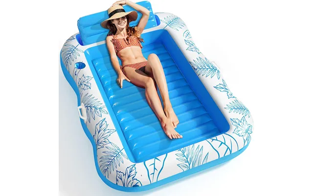 Premium Inflatable Lounge Bed - Thickened Pvc With Backrest & Cup Holders Double Sunbathing Floating Mat For Pool Beach 