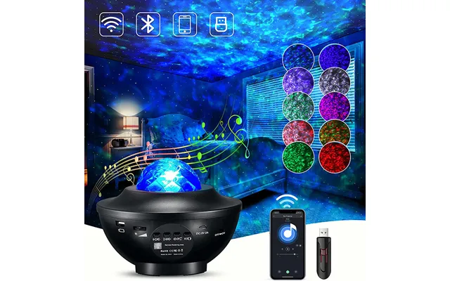 Projected Starry Sky Big Bowl Usb Bluetooth Music Rotating Ripple Full Starry Sky Laser Stage Light Bedroom Atmosphere N