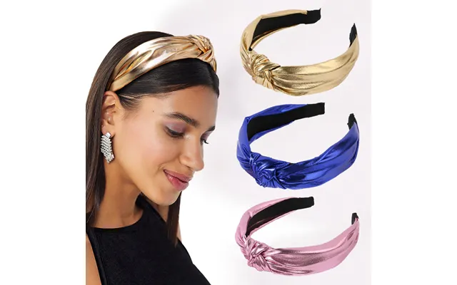 Pu Fabric Headband Wide-edged Fashion Laser Knotted Headband Wash Your Face And Go Out Solid Color Headband
