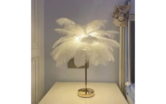 Rechargeable Portable Ostrich Feather Table Bedroom Bedside Lamp Creative Nordic Romantic Night Light Warm Home Ecor