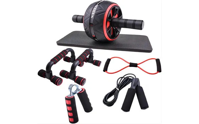 Red Abdominal Wheel 7 Piece Set Small Home Fitness Equipment Gripper Push Up Stand Abdominal Muscle Wheel Training Equip