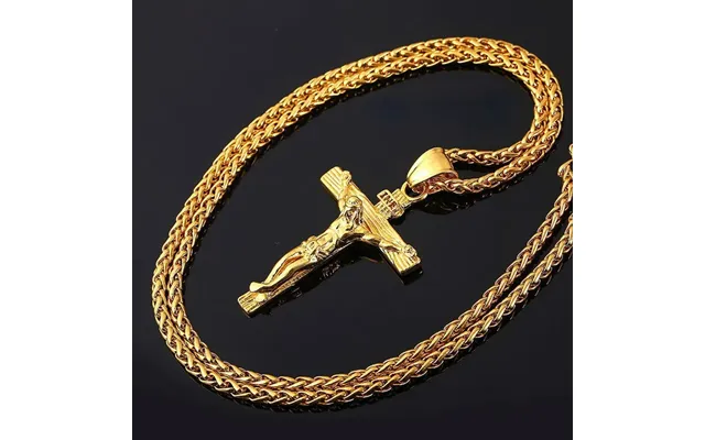 Religiöse Jesus Mode Gold Kreuz Pendent Mit Kette Halskette Schmuck Geschenke Für Männer Anhänger