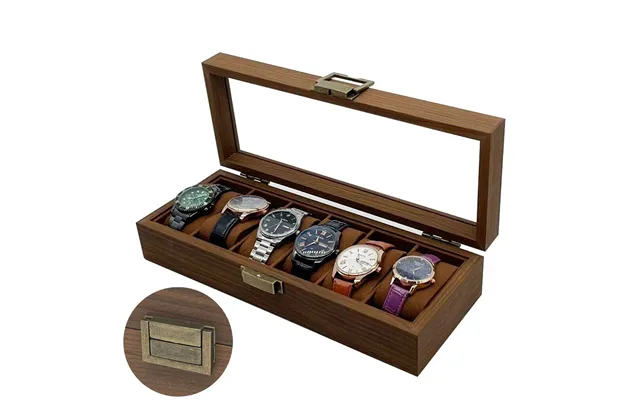Saike Wooden Watch Box With 6 Slots - Vintage Style Display Case For Men's Watches
