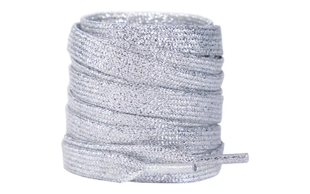 Shoe Accessories Polyester Silk Double Layer Shoelace White Shoes Gold And Silver Flat Shoelace Rope One Pair