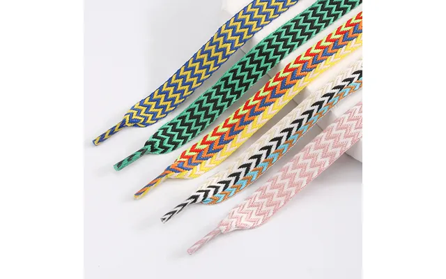 Shoe Accessories With A Width Of 1.5cm And Trendy Woven Colorful Wave Pattern Old Order Exaggerated Shoelaces